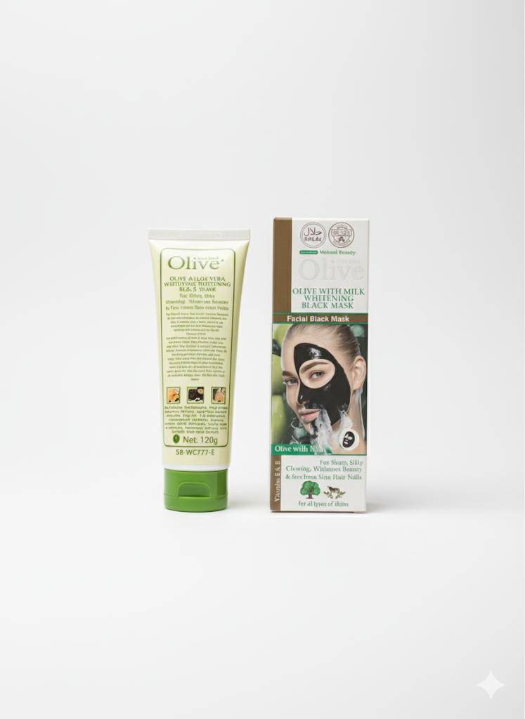 Olive with Milk Whitening Black Mask - Deep Cleansing & Glowing Skin - 120g
